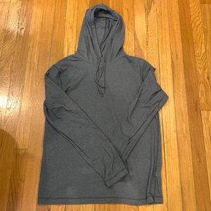 Sonoma Grey Hooded Long Sleeve Men’s Botton Down T-Shirt, Size M